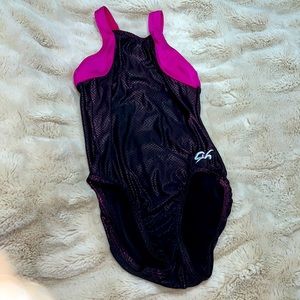 Girls Child Size Large 7/8 GK Leotard Gymnastic Unitard Gymnast Pink & Black